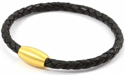 Armbånd i sort læder med magnet lås
