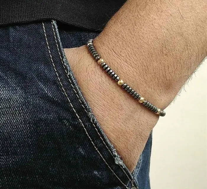 Golden hamatit armbånd med 4mm perler