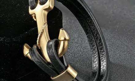 Golden High XP armbånd / rustfri stål og læder.