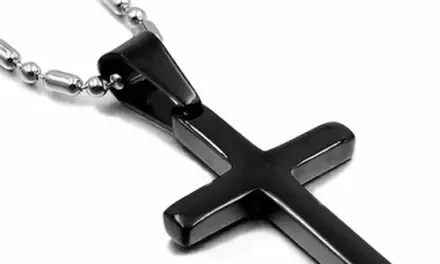 Sort kors i stål med kæde – Black