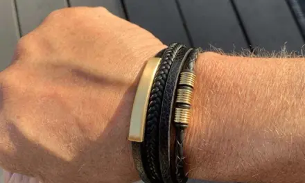 Kalaz gold armbånd i læder og stål