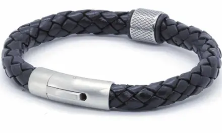 MenX – 8mm sort læderflet armbånd