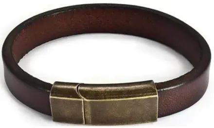 Netri læderarmbånd med bronze magnetlås