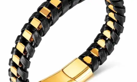Gold Nizal armbånd – stål og fiberlæder