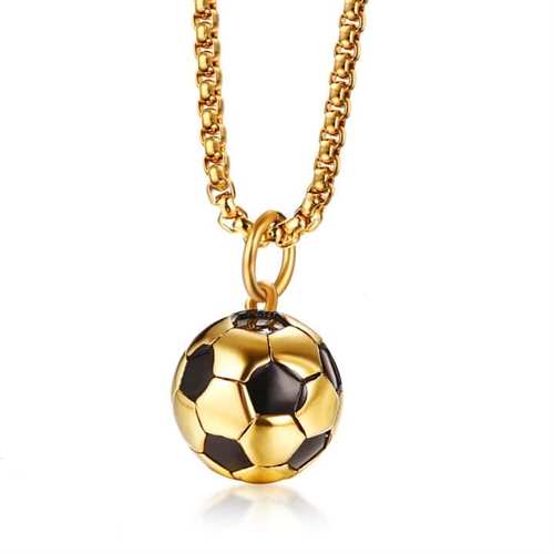 Halssmykke “Golden Football” Rustfrit stål.