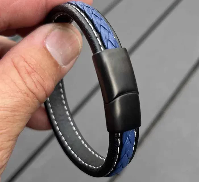 Blue Major læderarmbånd flet