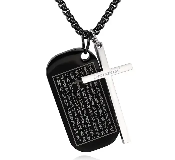 Bible Dog Tags and Cross / halskæde