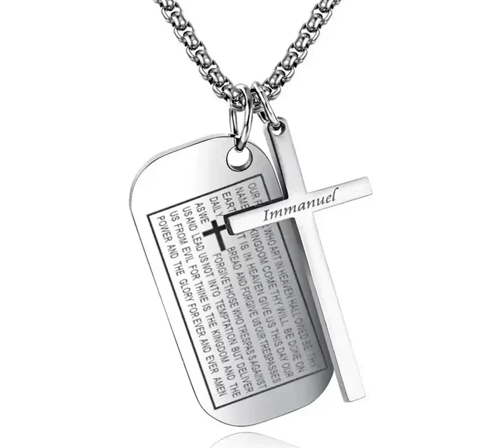 Bible Dog Tags and Cross / halskæde